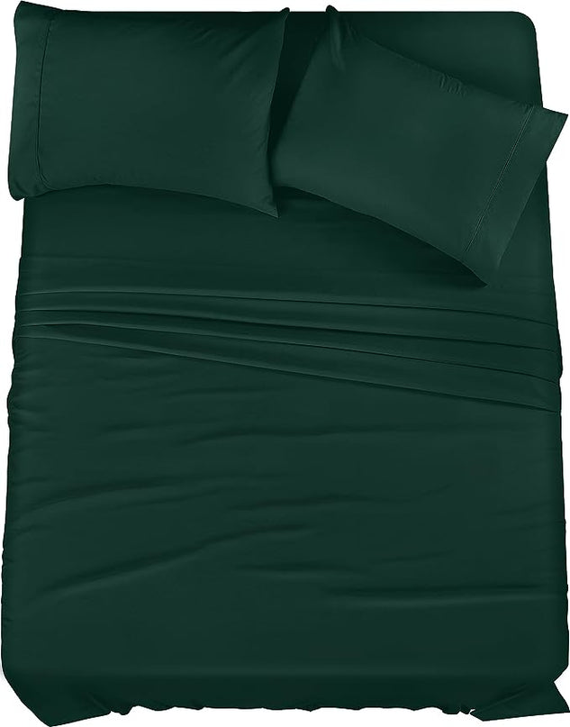 Utopia Bedding Queen Bed Sheets Set - 4 Piece Bedding - Brushed Microfiber - Shrinkage and Fade Resistant - Easy Care (Queen, Emerald) - LeafyLoom