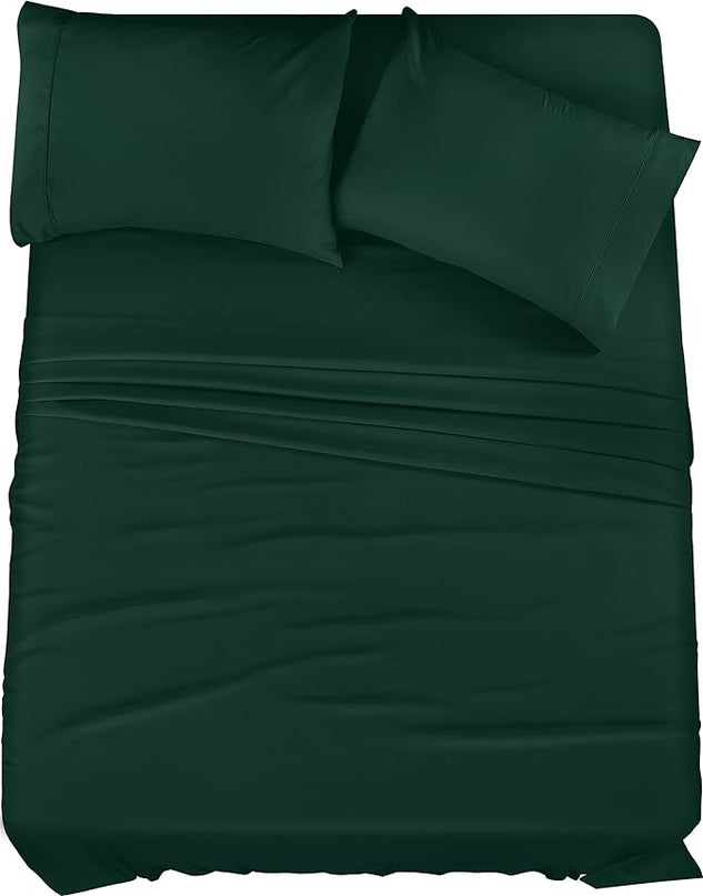 Utopia Bedding King Bed Sheets Set - 4 Piece Bedding - Brushed Microfiber - Shrinkage and Fade Resistant - Easy Care (King, Emerald) - LeafyLoom