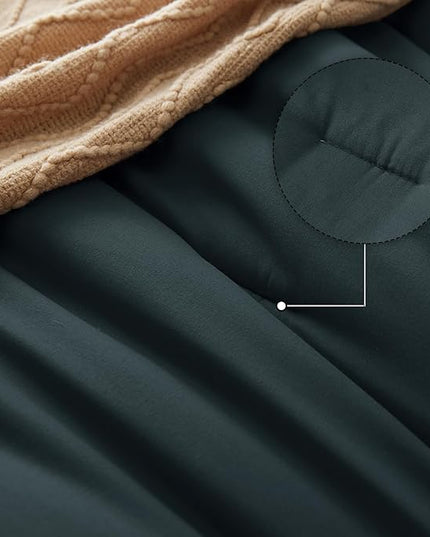 Queen Bed in a Bag 7 Pieces Bedding Comforter Set with Comforter and Sheets Navy Blue Queen Comforter Set with Sheets,Pillow Shams, Flat Sheet, Fitted Sheet and Pillowcases - LeafyLoom