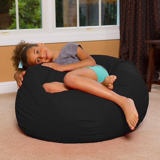 Posh Beanbags Bean Bag Chair, Large-38in, Solid Black - LeafyLoom