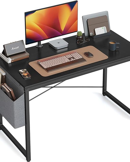 Cubiker Computer Desk 40 inch Home Office Writing Study Desk, Modern Simple Style Laptop Table with Storage Bag, Black - LeafyLoom