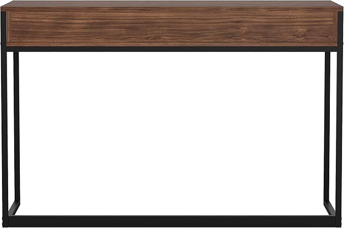 Martha Stewart Ollie Home Office Desk with 3 Drawers in Walnut Wood Grain with Oil Rubbed Bronze Hardware - LeafyLoom