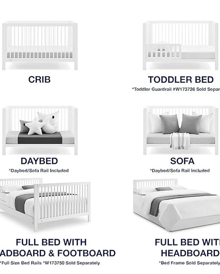 babyGap by Delta Children Charlie 6-in-1 Convertible Crib TrueSleep Crib and Toddler Mattress (Bundle), Bianca White - LeafyLoom