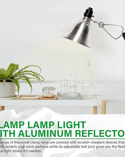 Simple Deluxe Clamp Lamp Light 60 Watt with 5.5 Inch Aluminum Reflector (no Bulb Included), 6 Feet Cord, 1 Pack, Black, New Version - LeafyLoom