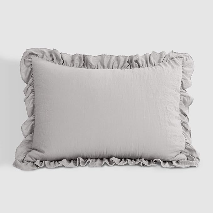 Lush Decor Reyna Ruffle Comforter Set - 2 Piece Cozy Ruffled Bedding Set - Timeless Elegance and Comfort for Dorm Room - Twin XL, Light Gray - LeafyLoom