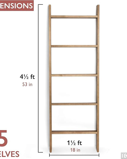 Ilyapa Blanket Ladder for Living Room, Ladder Blanket Holder - Rustic Decorative Quilt Ladder, Barnwood Blanket Ladders for Living Room, Farmhouse Decor, Quilt Ladder - LeafyLoom