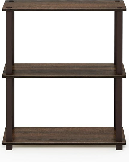 Furinno Turn-S-Tube 3-Tier Compact Multipurpose Shelf with Square Tube, Walnut/Brown (18025WN/BR) - LeafyLoom