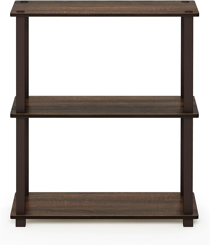 Furinno Turn-S-Tube 3-Tier Compact Multipurpose Shelf with Square Tube, Walnut/Brown (18025WN/BR) - LeafyLoom
