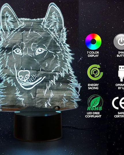 3D Illusion Lamps Animal Langtou Shape LED Desk Table Night Light 7 Color Touch Lamp Kiddie Kids Children Family Home Office Childrenroom Theme Decoration (Langtou) - LeafyLoom