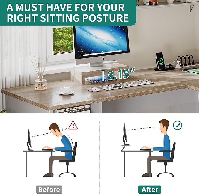 YITAHOME L Shaped Desk with Power Outlets, 60 Inch Computer Desk Corner Desk with File Drawer, Home Office Desk with Monitor Stand & Storage Shelves, L-Shaped Desk with File Cabinet, Grey Wash - LeafyLoom