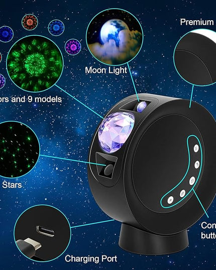 Galaxy Star Projector,Sky Light Nebula Projection Colorful Starry Lamp with Remote Control,Time Setting and Adjustable Brightness Cloud Moon Lighting for Bedroom/Party/Home/Theater - LeafyLoom