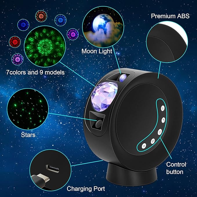 Galaxy Star Projector,Sky Light Nebula Projection Colorful Starry Lamp with Remote Control,Time Setting and Adjustable Brightness Cloud Moon Lighting for Bedroom/Party/Home/Theater - LeafyLoom