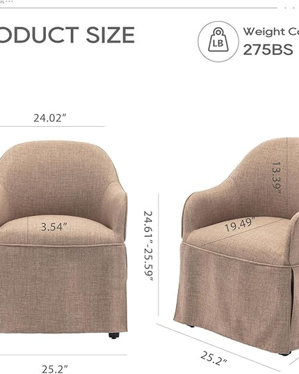 COLAMY Modern Accent Dining Chair, Barrel Accent Armchair, 20 Inch Dining Chair with Cover, Dining Chair with Back for Kitchen,Dining Room,Camel - LeafyLoom