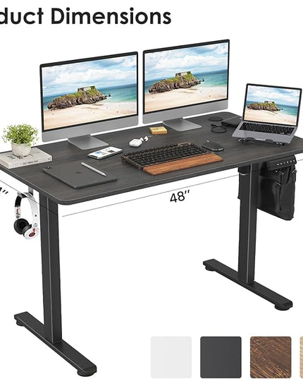 STARY Electric Memory Preset 48 x 24 Inches Adjustable Height Computer Workstation Sit Stand Home Office Desk with Splice Board, 4824, Abner Walnut Desktop/Black Frame - LeafyLoom