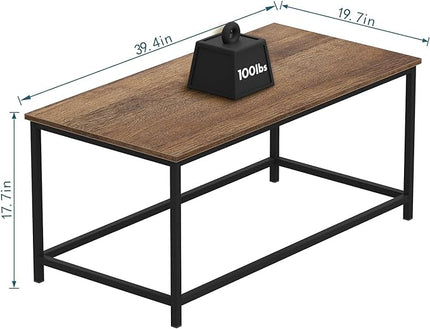 SAYGOER Coffee Table Simple Modern Rectangular Center Table Open Space Minimalist for Living Room Home Office Industrial Cocktail Tables, Dark Walnut - LeafyLoom
