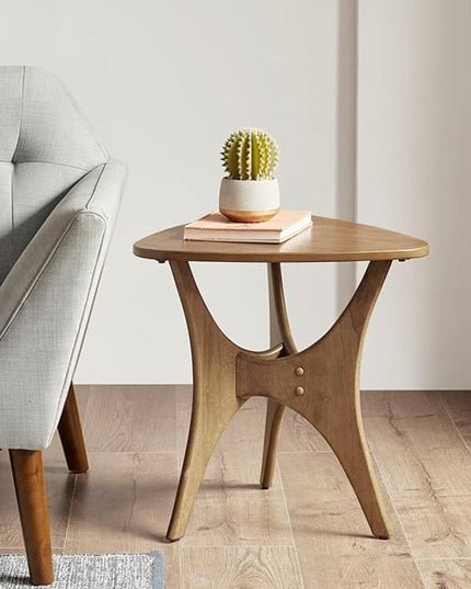 INK+IVY Blaze Triangle Wood Triangle Sofa Table Plywood with Wood Veneer Legs, Mid-Century Modern, Easy Assembly, Accent Furniture For Living Room, Minimalist Décor, Light Brown - LeafyLoom
