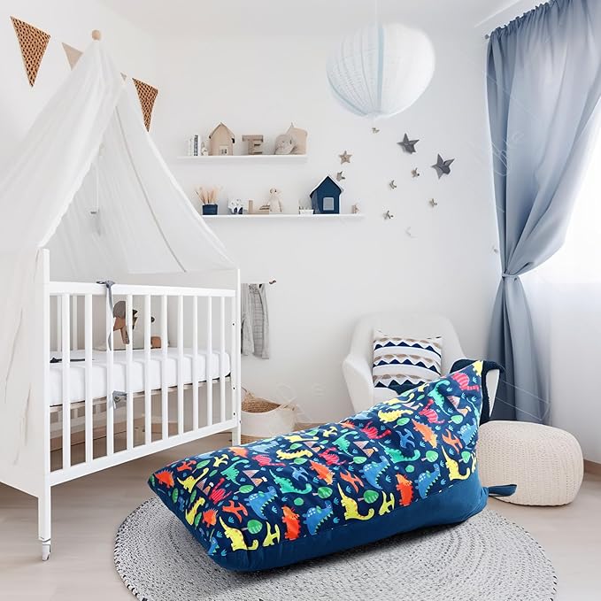 2 Pcs Stuffed Animal Storage Bean Bag Chair Stuffed Animal Bean Bag Storage Large Beanbag Covers Stuff Animal Organizer Bean Bag Couch for Kids Adults Plush Toys Pillows, Cover Only (Dinosaur) - LeafyLoom