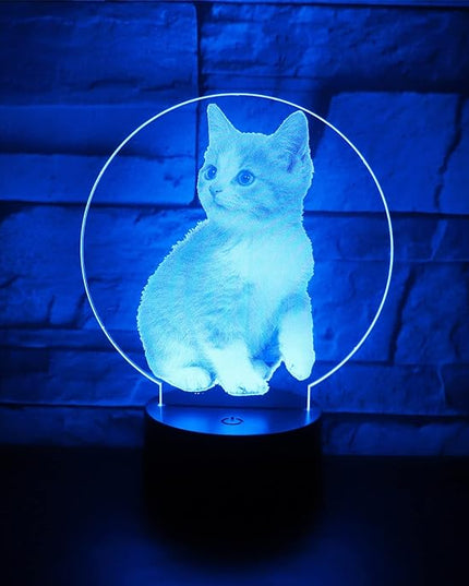 Cat Lamp 3D Optical Illusion Night Light Table Light 7 Colors Changing Touch Control Gift for Christmas Birthday Valentine's Day Kids Children Girl and Boy - LeafyLoom