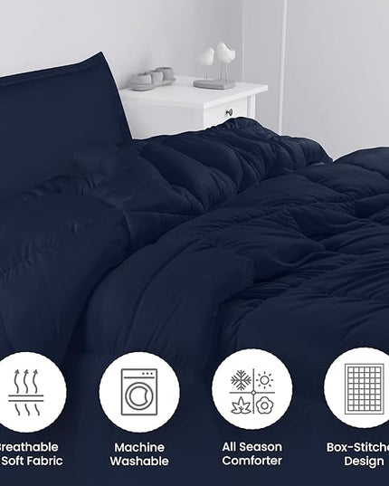 Utopia Bedding Twin Comforter Set Kids with 1 Pillow Sham, Bedding Comforter Sets, Down Alternative Navy Comforter, Soft and Comfortable, Machine Washable - LeafyLoom