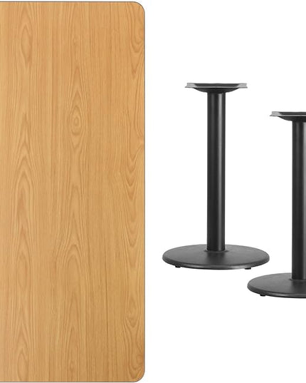 Flash Furniture 30'' x 60'' Rectangular Natural Laminate Table Top with 18'' Round Table Height Bases - LeafyLoom