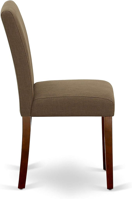 East West Furniture 1NDAB3-MAH-18 3 Piece Kitchen Set Contains a Rectangle Room Table with Dropleaf and 2 Coffee Linen Fabric Parson Dining Chairs, 30x48 Inch - LeafyLoom