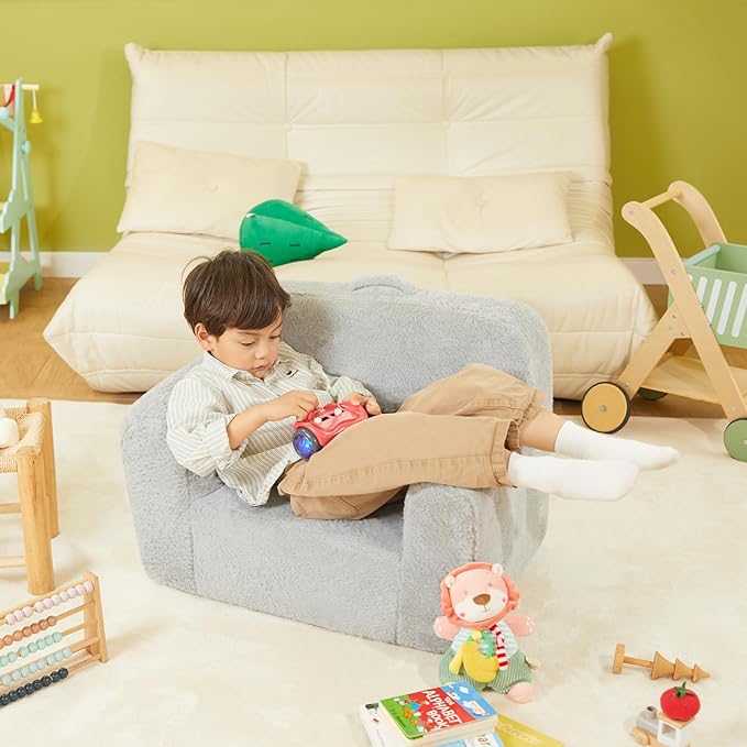 Toddler First Chair, Baby Chairs Comfy Toddler for Boys and Girls for Ages 18 Months and Up, Fits Any Decor (Grey) - LeafyLoom