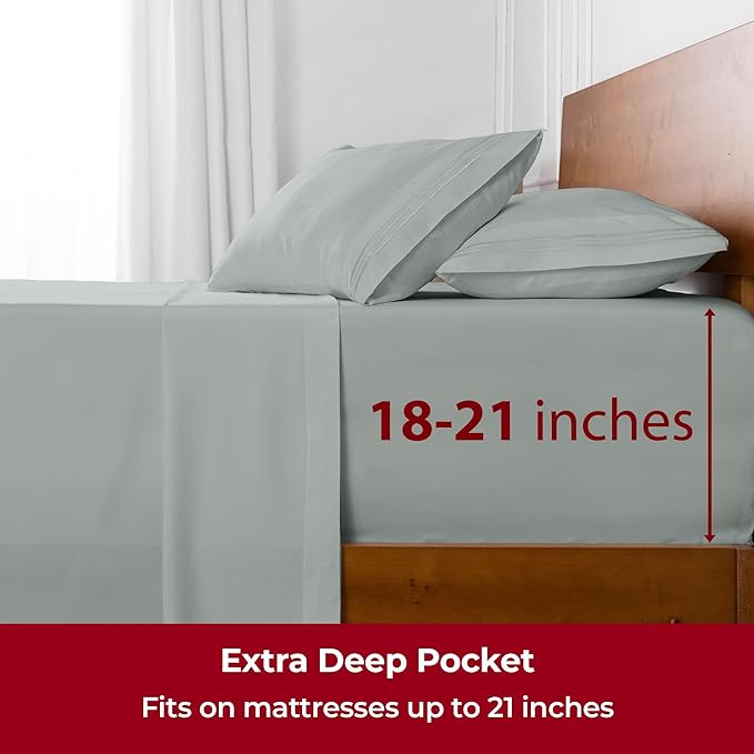 Mellanni Extra Deep Twin Sheets - 3 PC Iconic Collection Bedding Sheets & Pillowcases - Hotel Luxury, Ultra Soft, Cooling Bed Sheets - Extra Deep Pocket up to 21 inch (Twin, Spa Mint) - LeafyLoom