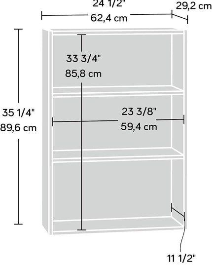 Sauder Beginnings 3 Bookcase/Book shelf, L: 24.57" x W: 11.50" x H: 35.28", Cinnamon Cherry finish - LeafyLoom