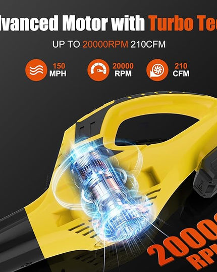 Leaf Blower Cordless,4.0 Ah 21V Handheld Electric Leaf Blower with Battery and Fast Charger, 2 Speed Mode, Lightweight Battery Powered Leaf Blowers for Lawn Care, Patio, Yard, Sidewalk - LeafyLoom