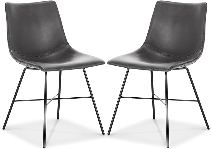 Poly and Bark Paxton Dining Chair, Set of 2 Grey - LeafyLoom