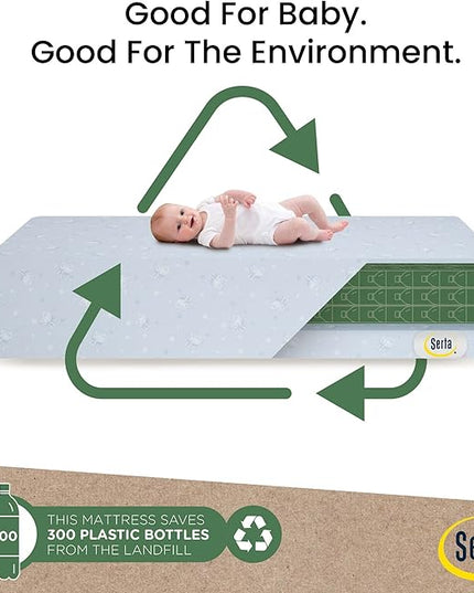 Delta Children Heartland 4-in-1 Convertible Crib Infant Changing Table with Pad + Serta Perfect Start Crib Mattress, Bianca White - LeafyLoom