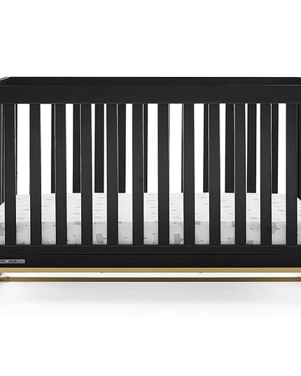 Delta Children Jade 4-in-1 Convertible Crib - Greenguard Gold Certified, Ebony/Bronze - LeafyLoom