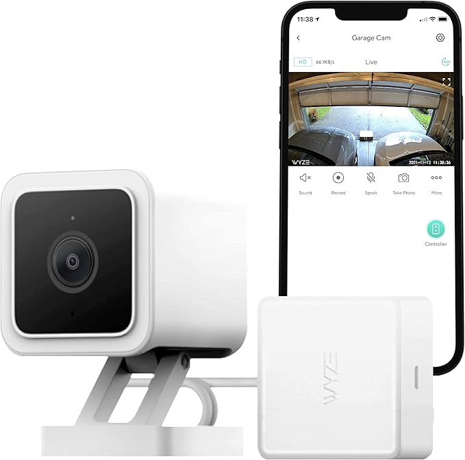 Wyze Smart Garage Door Opener w/built-in HD Video, Remotely Control Garage Door, 1080p HD Video w/Color Night Vision, Two-Way Audio WYZE