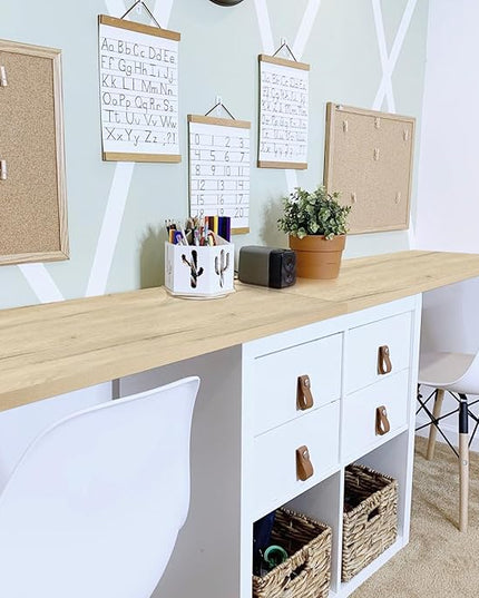 Kaboon Universal Tabletop 45.67"x23.62", Solid One-Piece Melamine Table Top, Double Desk L-Desk DIY, Home and Office, Oak - LeafyLoom