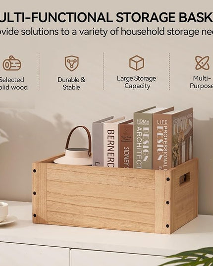 KIRIGEN Stackable Wood Storage Cube /Basket/ Bins Organizer for Home Books Clothes Toy - Modular Open Cubby Storage System - Office Bookcase shelves C15-NA - LeafyLoom