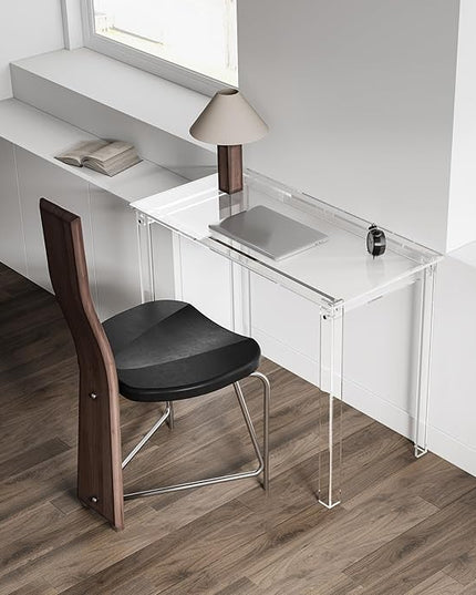 HMYHUM Acrylic Desk, 39.4" L x 19.7" W x 29.5" H, Clear Desk for Home Office for Laptop, Study, Writing, Vanity Table with Rectangular Legs, Modern, Easy Assembly - LeafyLoom