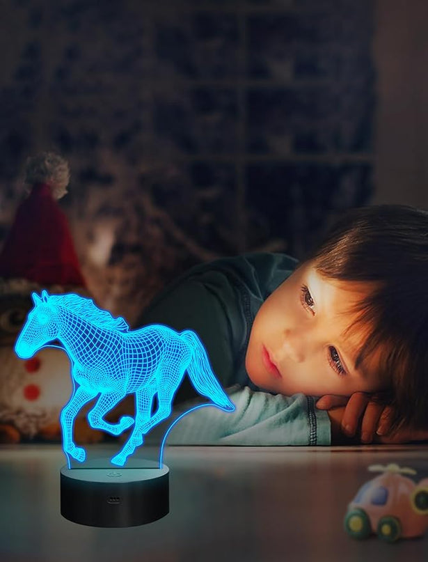 FULLOSUN Horse Night Light, Horse Gift for Girls, 3D Horse Night Lights with Remote Contro 16 RGB Colors Changeable Kids Room Boys Girls Gift for Holiday Birthday Xmas Creative Decoration - LeafyLoom