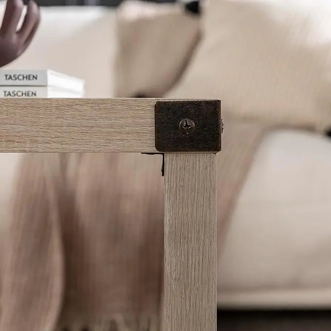 Walker Edison Sedalia Modern Farmhouse Metal X Coffee Table, 40 Inch, White Oak - LeafyLoom