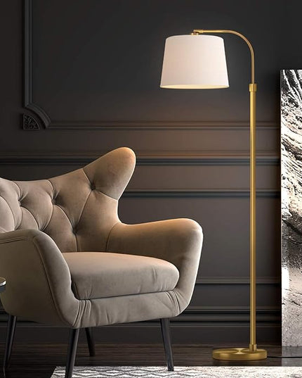 Oneach 62" Gold Floor Lamp for Living Rooms Tall Arc Standing Lamps for Bedrooms Industrial Corner Nursery Girls Kid Vintage Mid-Century Modern Reading Light Office Antique Brass Shade Lantern - LeafyLoom