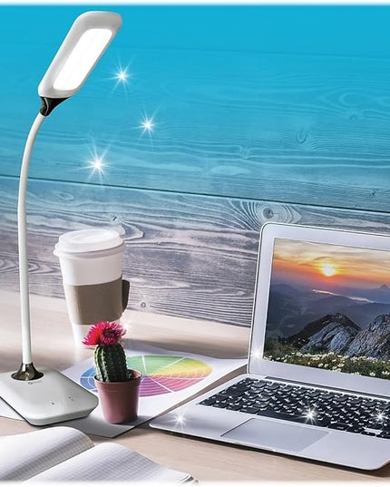 OttLite Enhance LED Sanitizing Desk Lamp with USB Charging – Eliminates up to 99.9% of Bacteria, Touch Activated, Flexible Neck, Modern Light for Reading, Crafting & Office Desktop - LeafyLoom