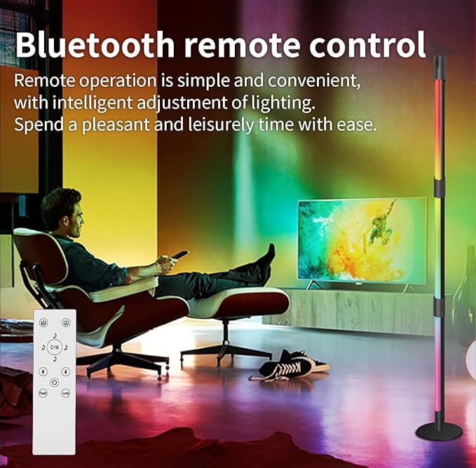 RGB Corner Floor Lamp, LED Color Floor Lamp Mood Lighting with Spotlight, Color Changing Through Music Sync,Timer, Remote, Voice and App Control, Corner Lamp DIY Mode for Play Room - LeafyLoom