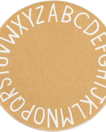 Topotdor Round Kids Play Rug Alphabet Nursery Area Rug Extra Large Soft Crawling Play Mat for Children Toddlers Bedroom (47 inch, Brown) - LeafyLoom
