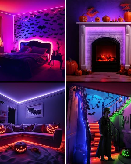 Lepro RGB LED Light Strips 32.8ft, Christmas Decorations, 5050 LED Color Changing Tape Light with 44 Key Remote and 12V Power Supply for Bedroom, TV Backlight, Kitchen, Bar Lepro