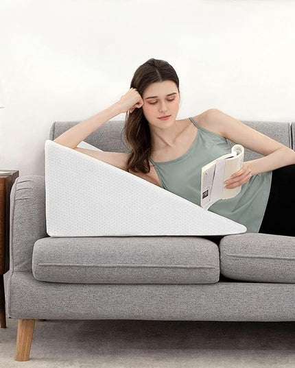 Bed Wedge Pillows Leg Elevation Reading Pillow & Back Support Wedge Pillow - for Back and Legs Support, Back Pain, Leg Pain, Pregnancy, Neck and Shoulder Joint Pain, Sleeping (White, 7" x 24" x 24") - LeafyLoom