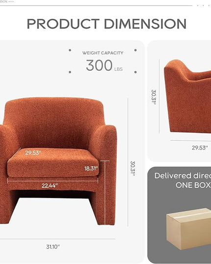 COLAMY Modern Accent Chair Set of 2, Living Room Chair, Soft Padded Armchair with Back, Comfy Fabric Accent Chair for Living Room Bedroom, Red - LeafyLoom