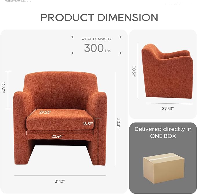 COLAMY Modern Accent Chair for Living Room,Living Room Chair,Soft Padded Armchair with Back,Comfy Lamb Wool Fabric Accent Chair with Back, Red - LeafyLoom