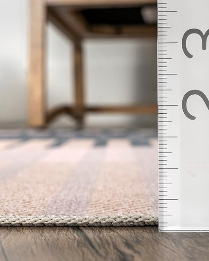 nuLOOM Lennie Modern Multi Striped Machine Washable Ultra Thin Area Rug, 3' x 5', Beige - LeafyLoom