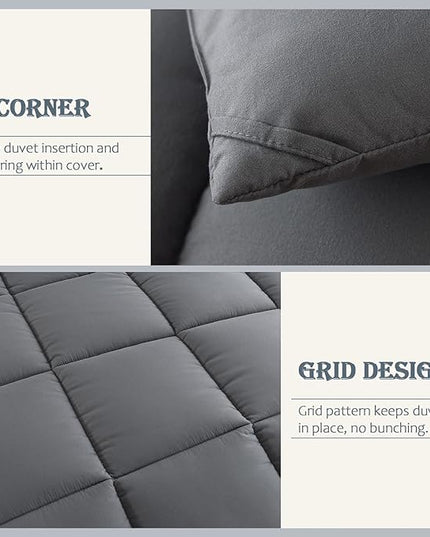 WhatsBedding Grey Comforter Set, Twin Lightweight Comforter Duvet Set for Summer,3 Pieces - LeafyLoom
