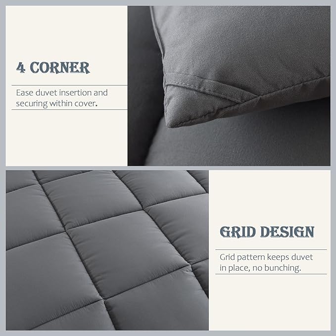 WhatsBedding Grey Comforter Set, Twin Lightweight Comforter Duvet Set for Summer,3 Pieces - LeafyLoom