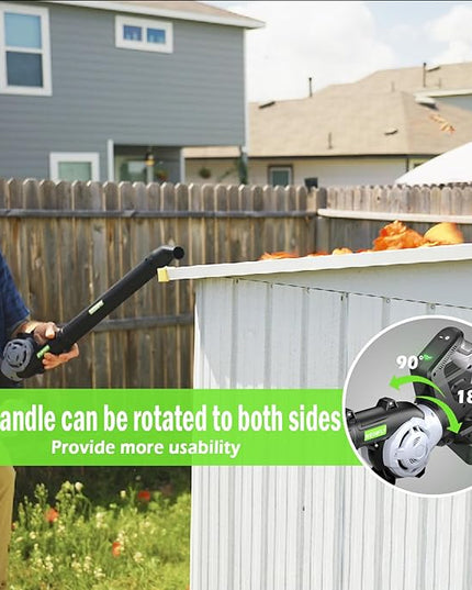 Cordless Leaf Blower, 2 x 21V 4.0Ah Battery and Charger, 3 Speed Mode, 160 MPH 180CFM Lightweight Battery Powered Leaf Blower for Lawn Care, Patio, Yard, Sidewalk,Snow Blowing - LeafyLoom